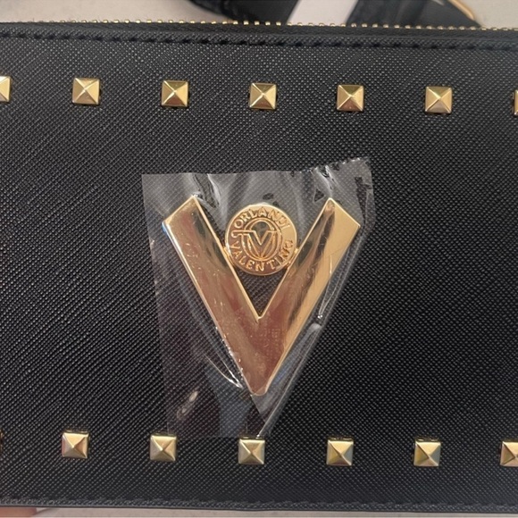 VALENTINO orlandi BLACK STUDDED CROSSBODY BAG! Dual zip! NWT - Picture 3 of 6